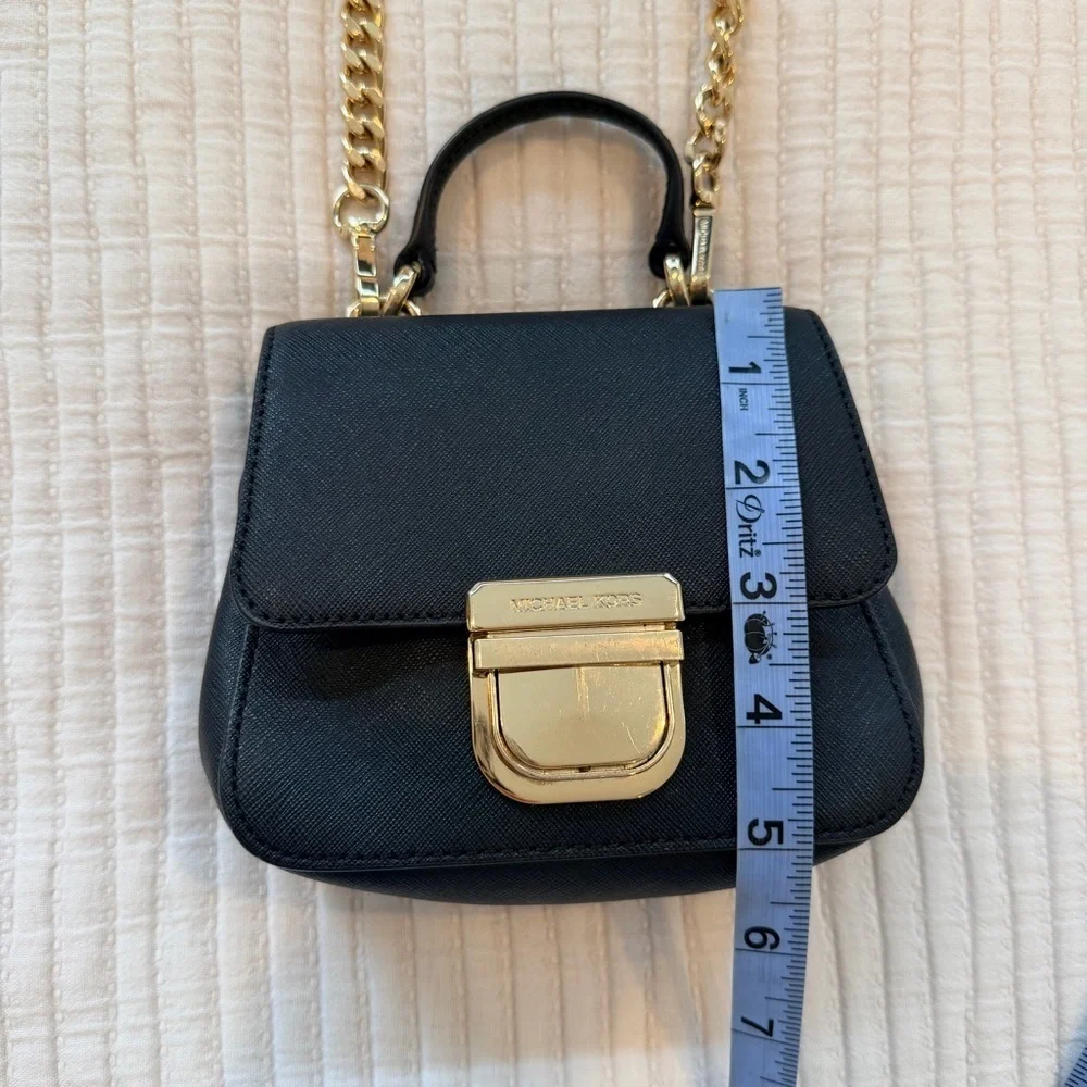 Michael Kors Black Saffiano Leather Bridgette Crossbody Mini Bag Removable Strap